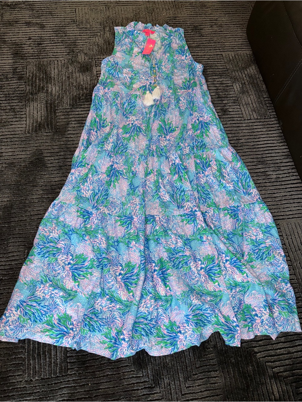 Lilly Pulitzer Las Olas Aqua Maxi Dress in Blue, Green & Pink